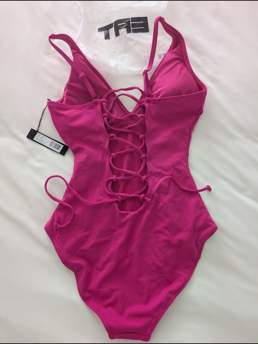 Women’s Fuchsia Lace-Up One-Piece Swimsuit - Unbranded